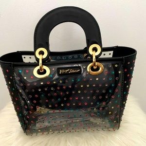 Betsey Johnson black rhinestone handbag  NWOT